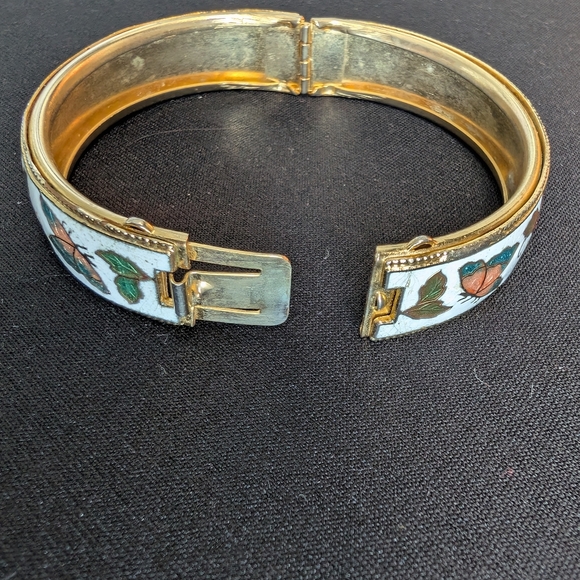 Vintage Cloisonne Hinged Bangle - Picture 7 of 14